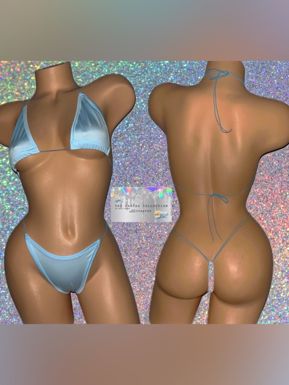 EXOTIC DANCEWEAR: Light Blue 2 Bikini piece Set